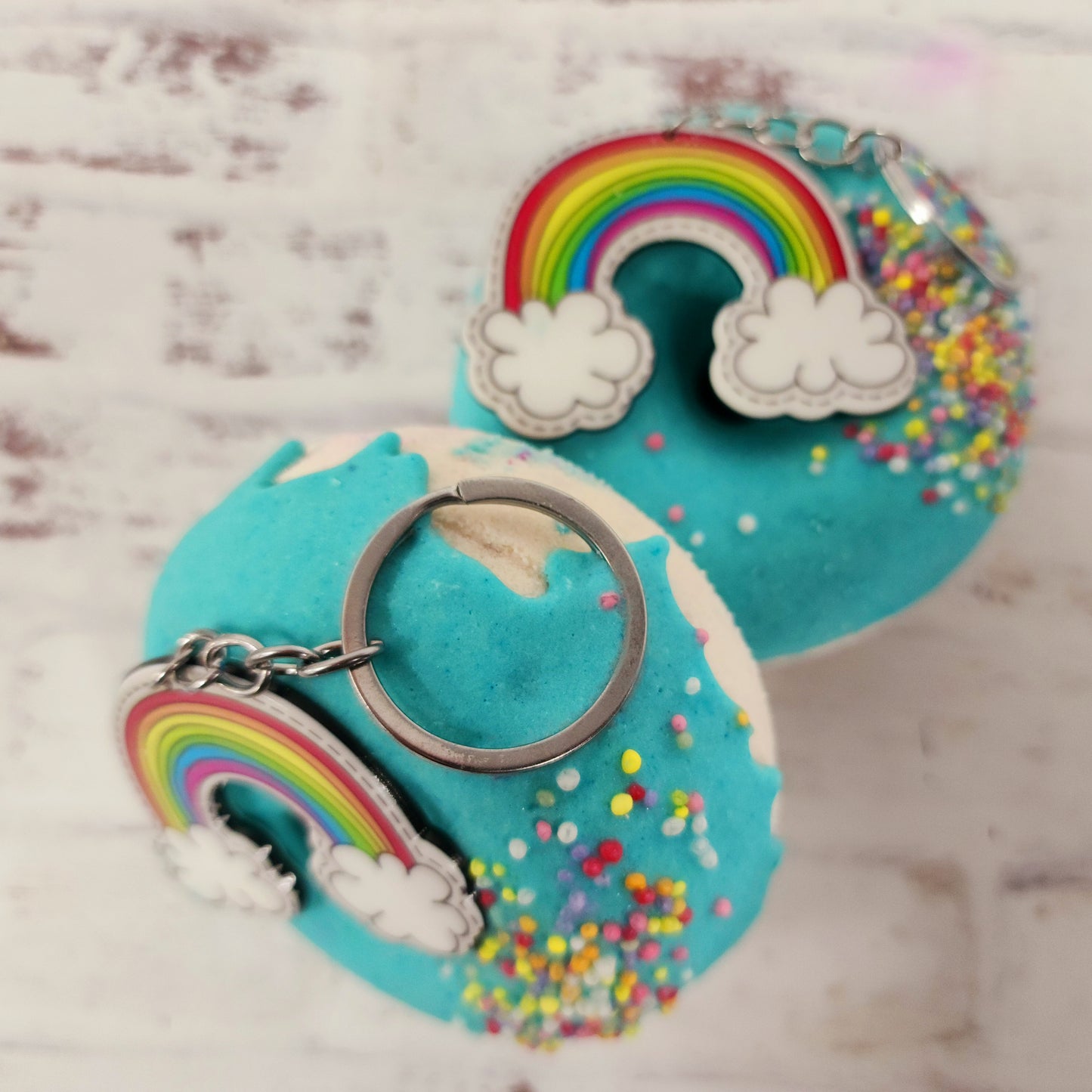 Rainbow Donut Milk Bath Bomb with Charm