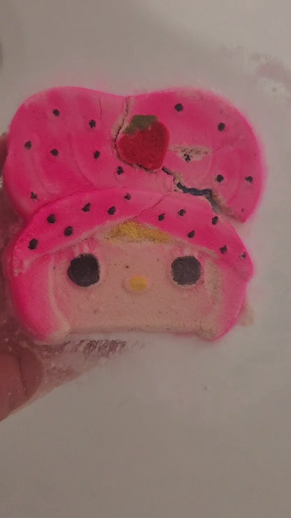 Strawberry short cake foaming bath bomb