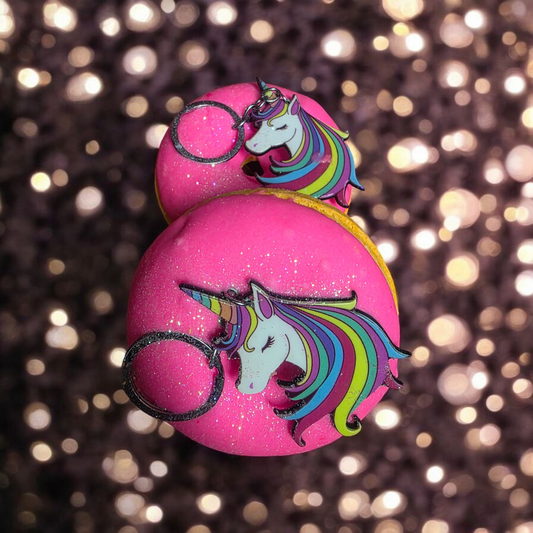Unicorn Donut Milk Bath Bomb with key ring