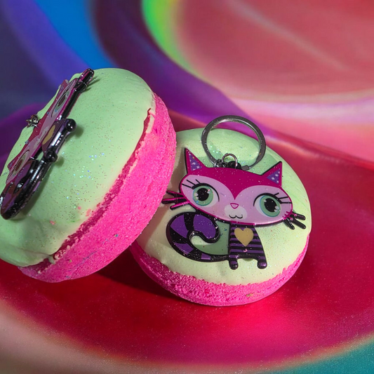 Cat Donut Milk Bath Bomb with key ring