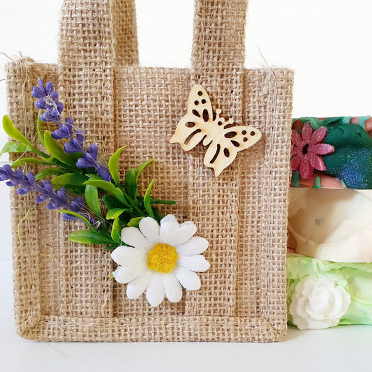 Three Handmade Soaps with Jute Bag